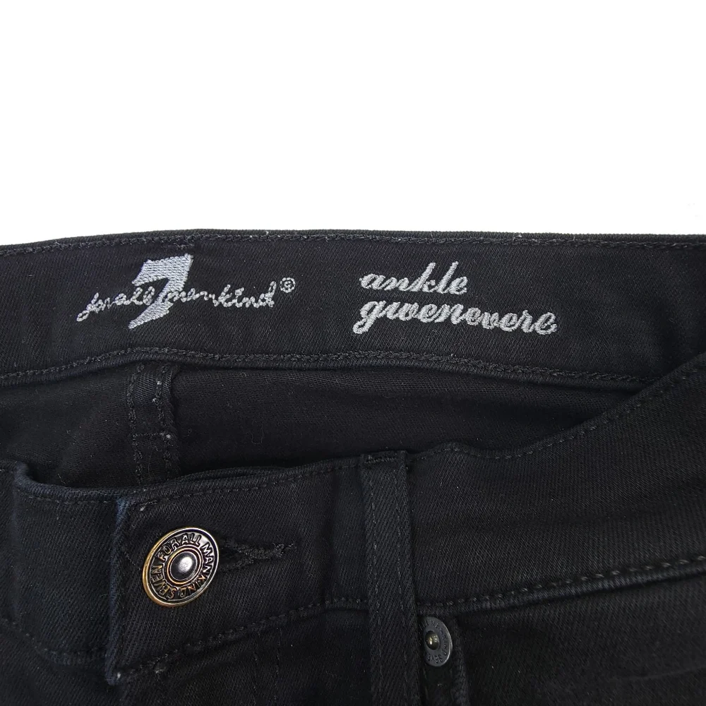 7 For All Mankind Womens Gwenevere Ankle Skinny Jeans Raw Hem Black Size 25 - Picture 9 of 10